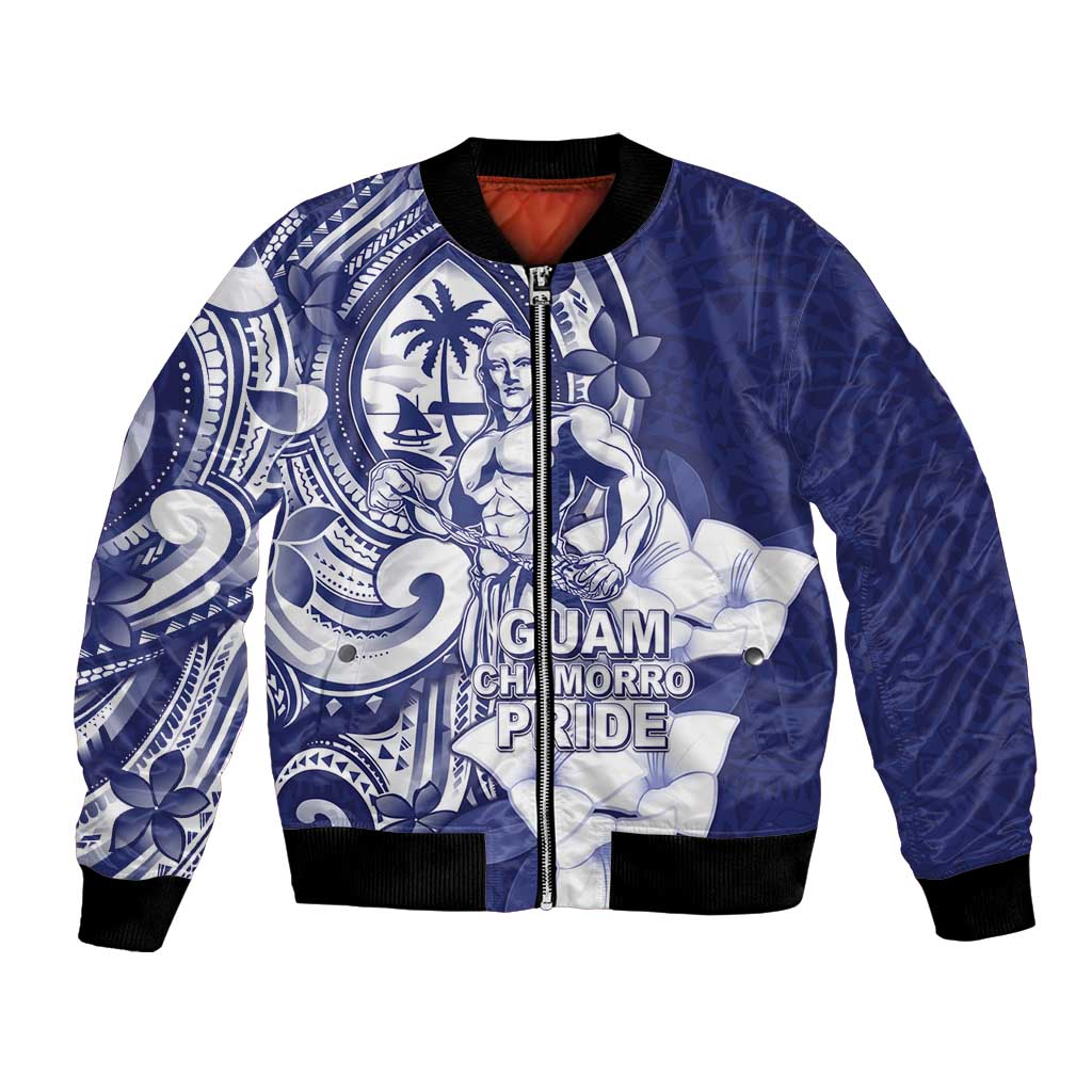 Guam Chief Quipuha Bomber Jacket Polynesian Pattern With Guasali Flowers