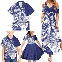 Guam Chief Quipuha Family Matching Summer Maxi Dress and Hawaiian Shirt Polynesian Pattern With Guasali Flowers