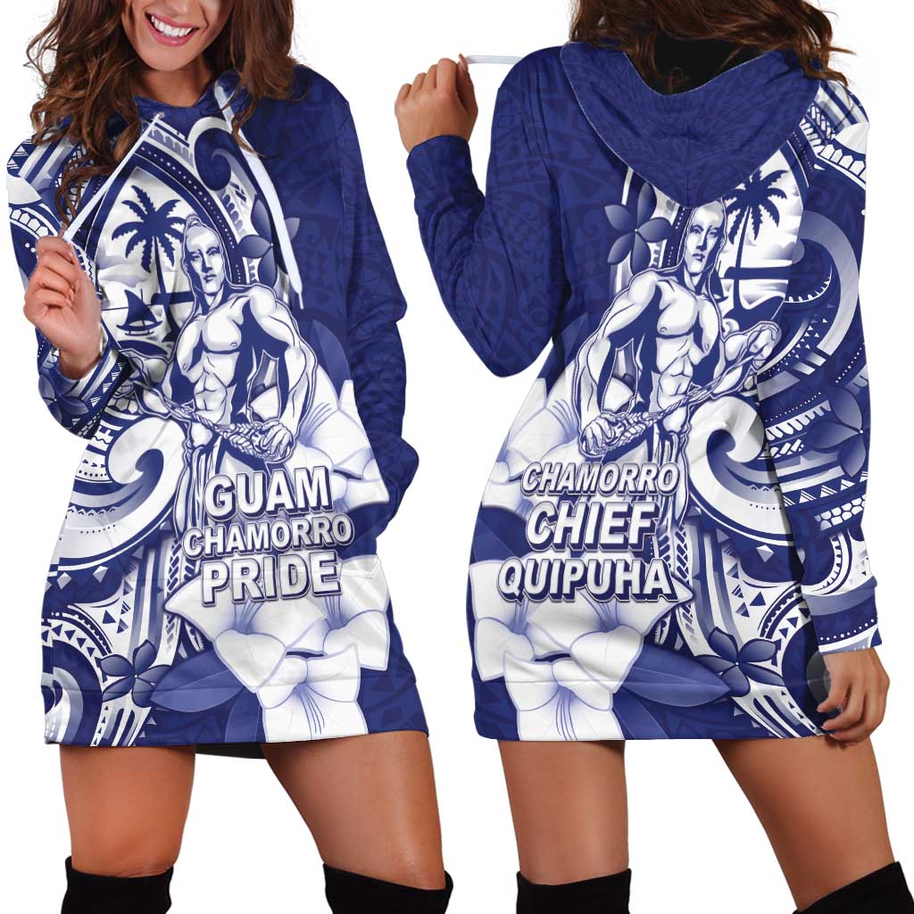 Guam Chief Quipuha Hoodie Dress Polynesian Pattern With Guasali Flowers