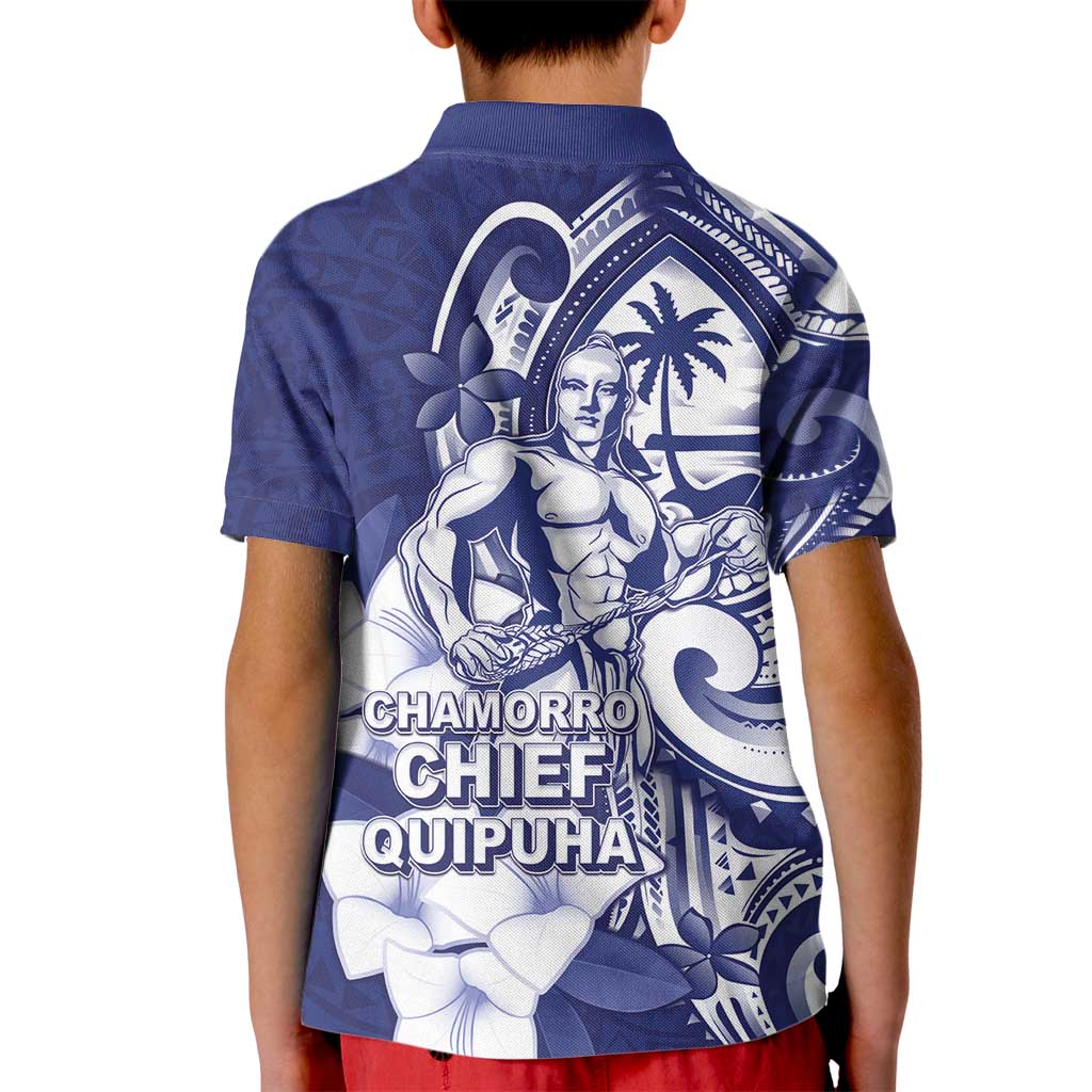 Guam Chief Quipuha Kid Polo Shirt Polynesian Pattern With Guasali Flowers