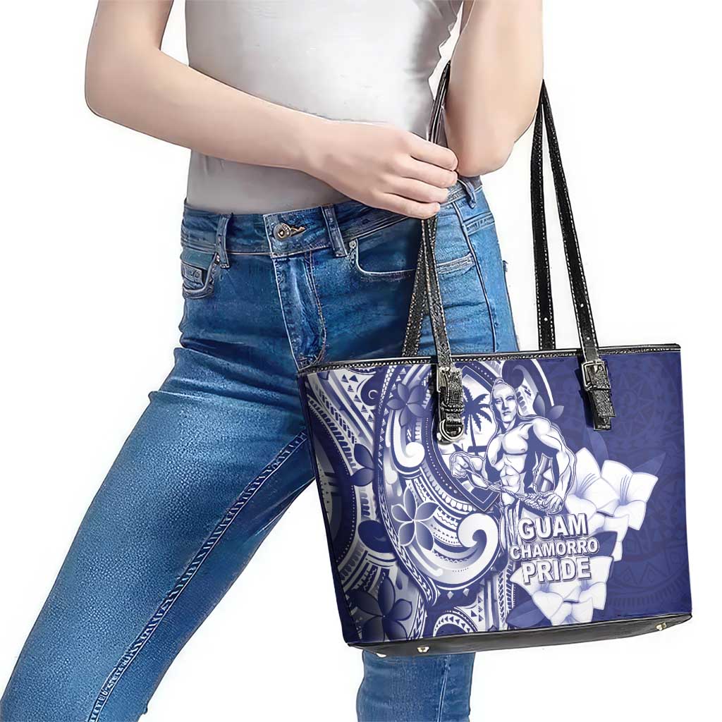 Guam Chief Quipuha Leather Tote Bag Polynesian Pattern With Guasali Flowers