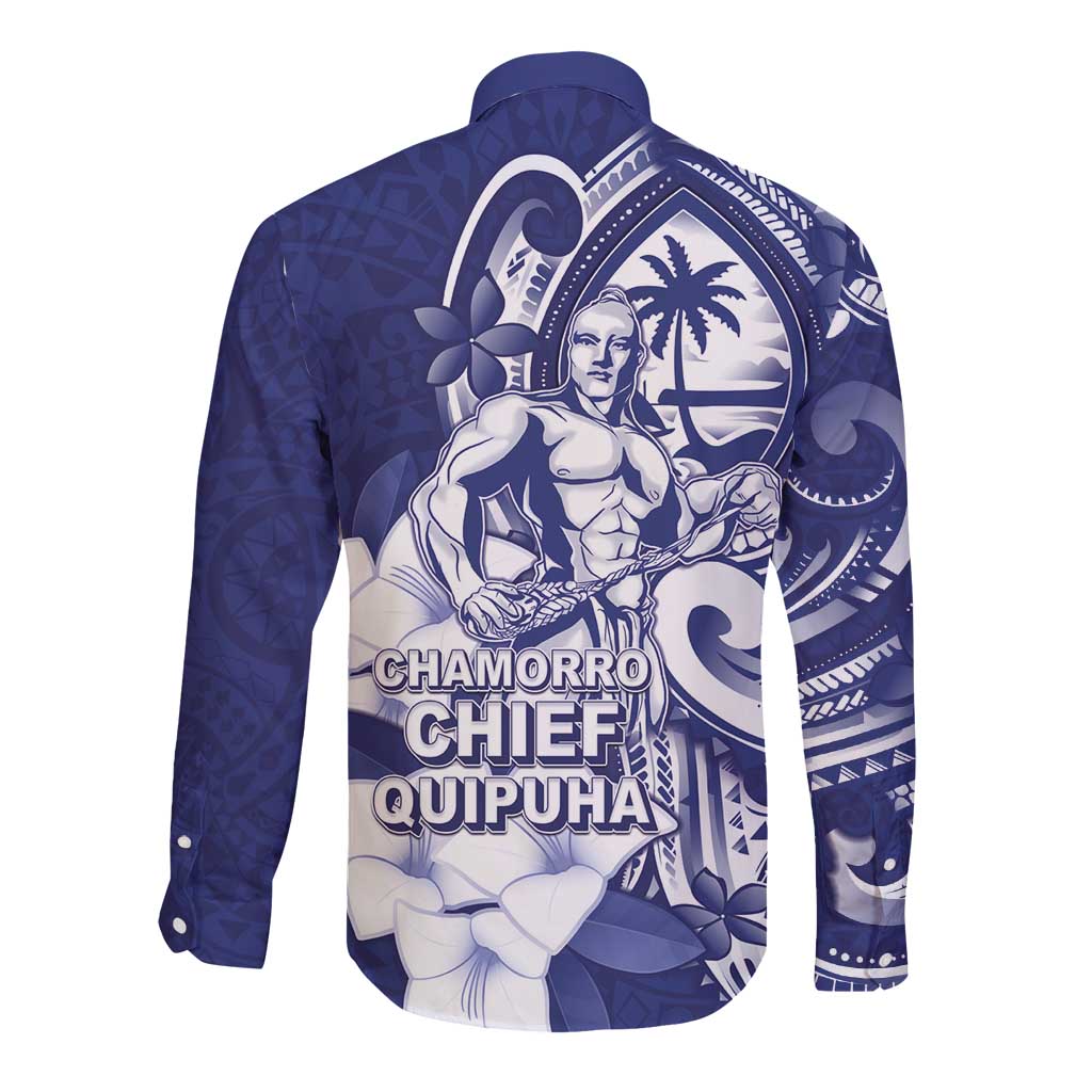 Guam Chief Quipuha Long Sleeve Button Shirt Polynesian Pattern With Guasali Flowers