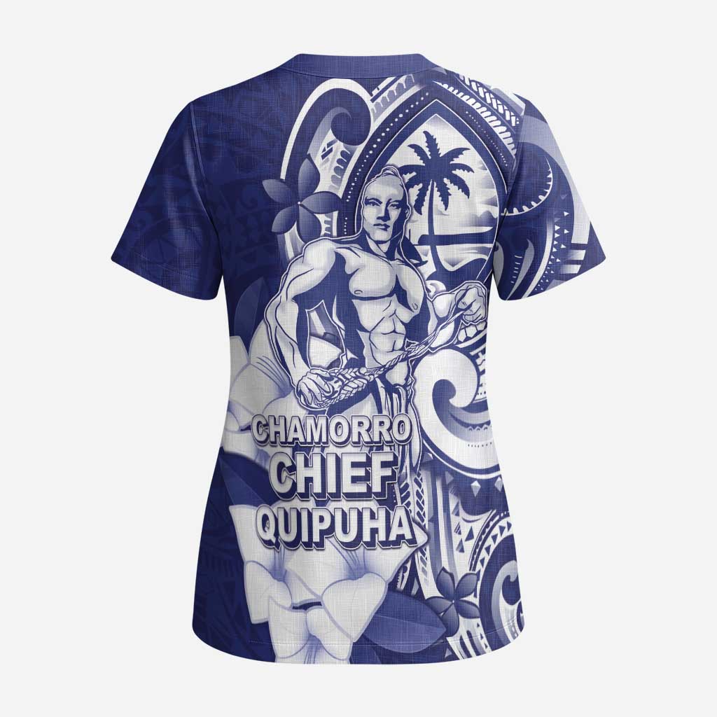 Guam Chief Quipuha Scrub Top Polynesian Pattern With Guasali Flowers LT05 - Polynesian Pride