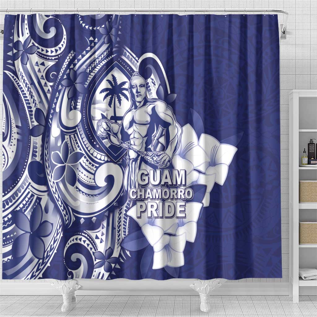 Guam Chief Quipuha Shower Curtain Polynesian Pattern With Guasali Flowers