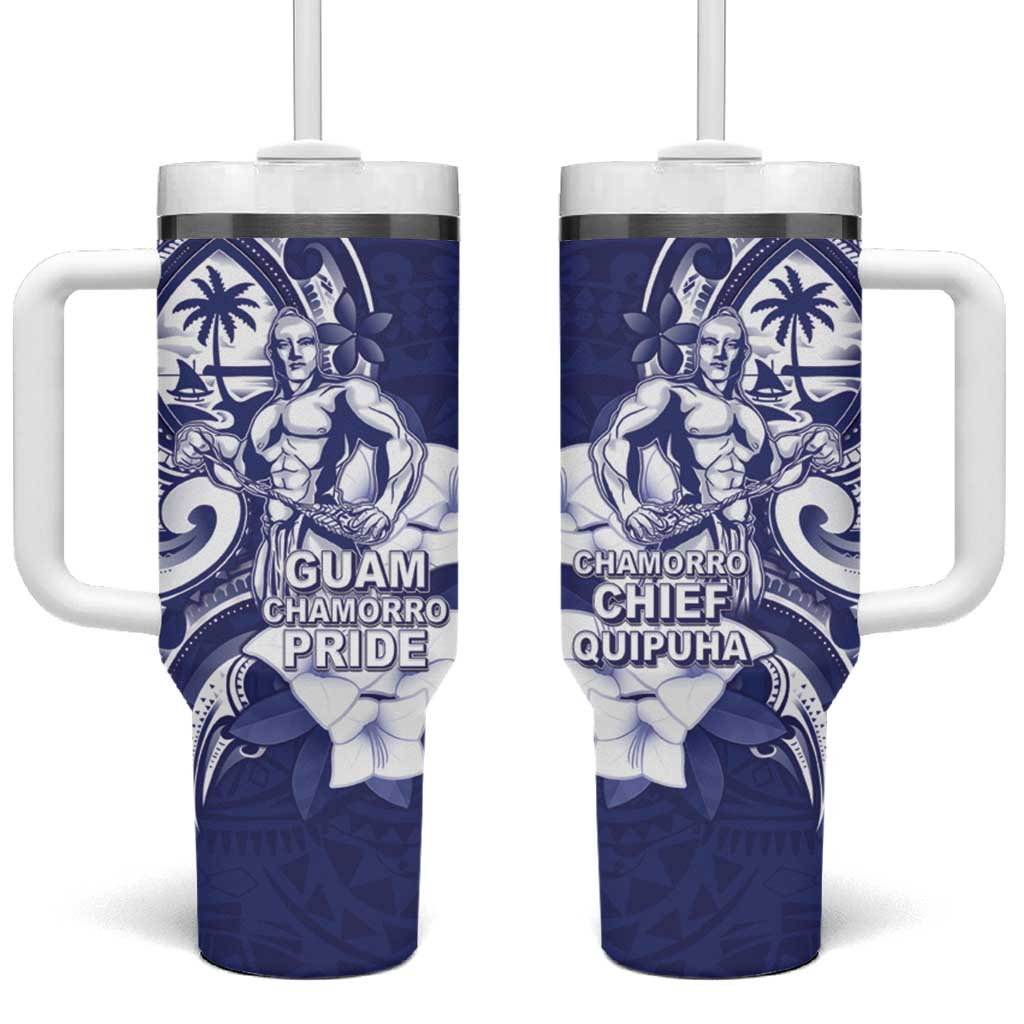 Guam Chief Quipuha Tumbler With Handle Polynesian Pattern With Guasali Flowers