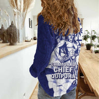 Guam Chief Quipuha Women Casual Shirt Polynesian Pattern With Guasali Flowers