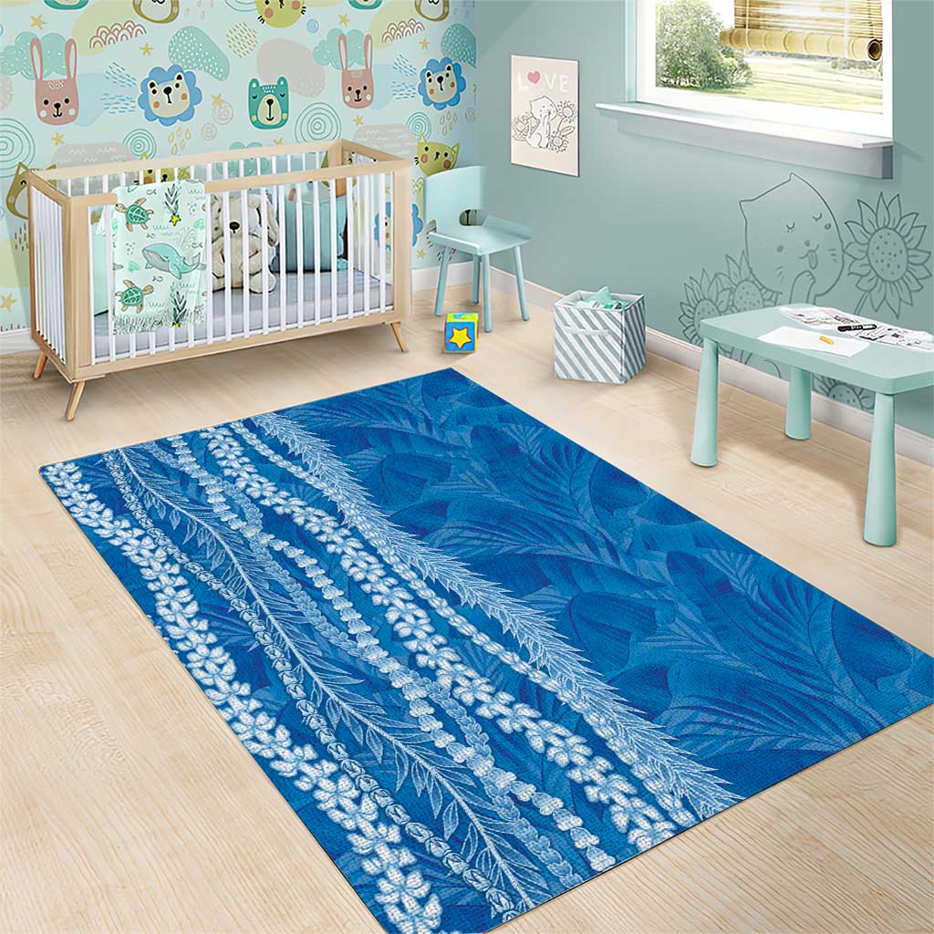 Hawaii Prince Kuhio Area Rug Blue Hawaiian Lau Maia With Leis LT05 - Polynesian Pride
