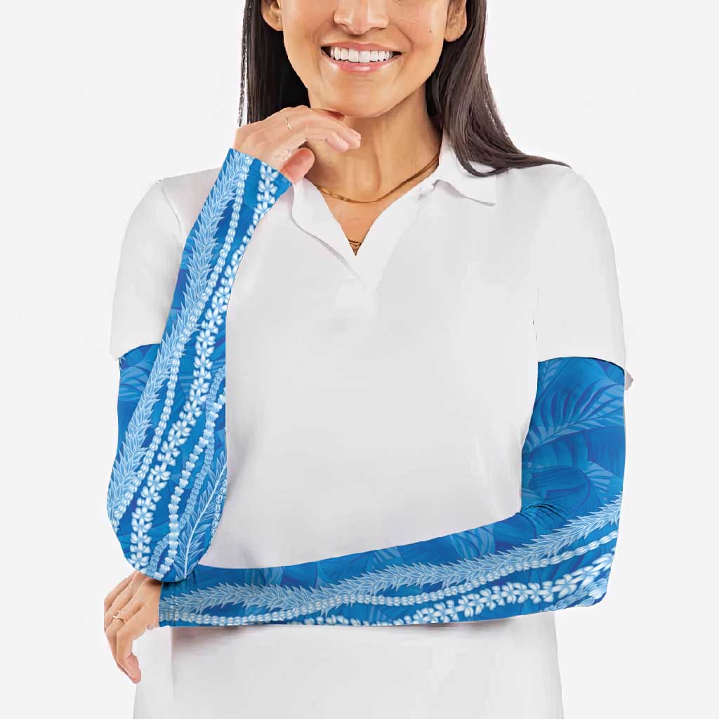 Hawaii Prince Kuhio Arm Sleeves Blue Hawaiian Lau Maia With Leis LT05 - Polynesian Pride