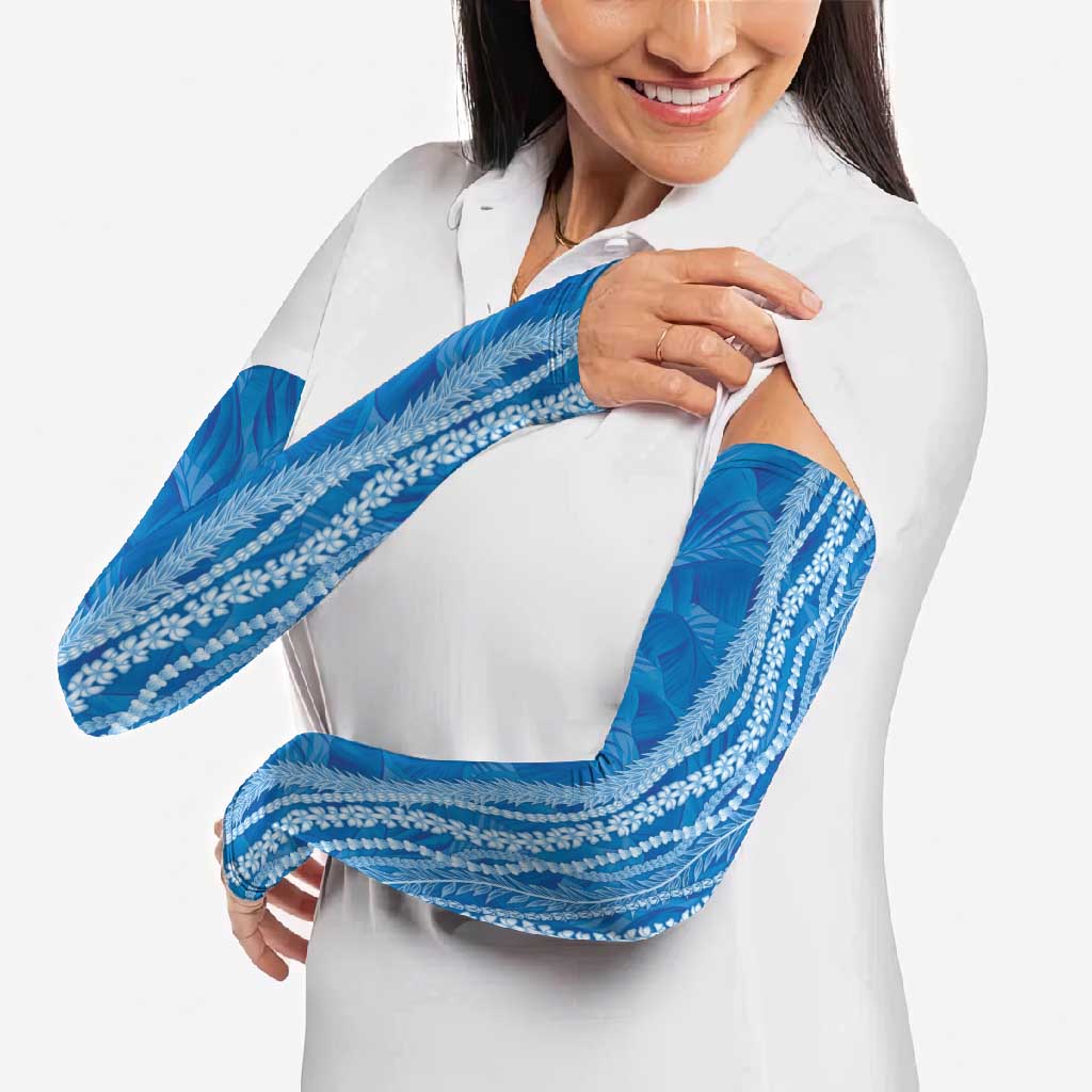 Hawaii Prince Kuhio Arm Sleeves Blue Hawaiian Lau Maia With Leis LT05 - Polynesian Pride