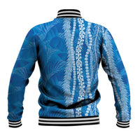 Hawaii Prince Kuhio Baseball Jacket Blue Hawaiian Lau Maia With Leis LT05 - Polynesian Pride