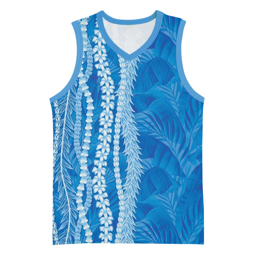 Hawaii Prince Kuhio Basketball Jersey Blue Hawaiian Lau Maia With Leis LT05 Unisex Blue - Polynesian Pride