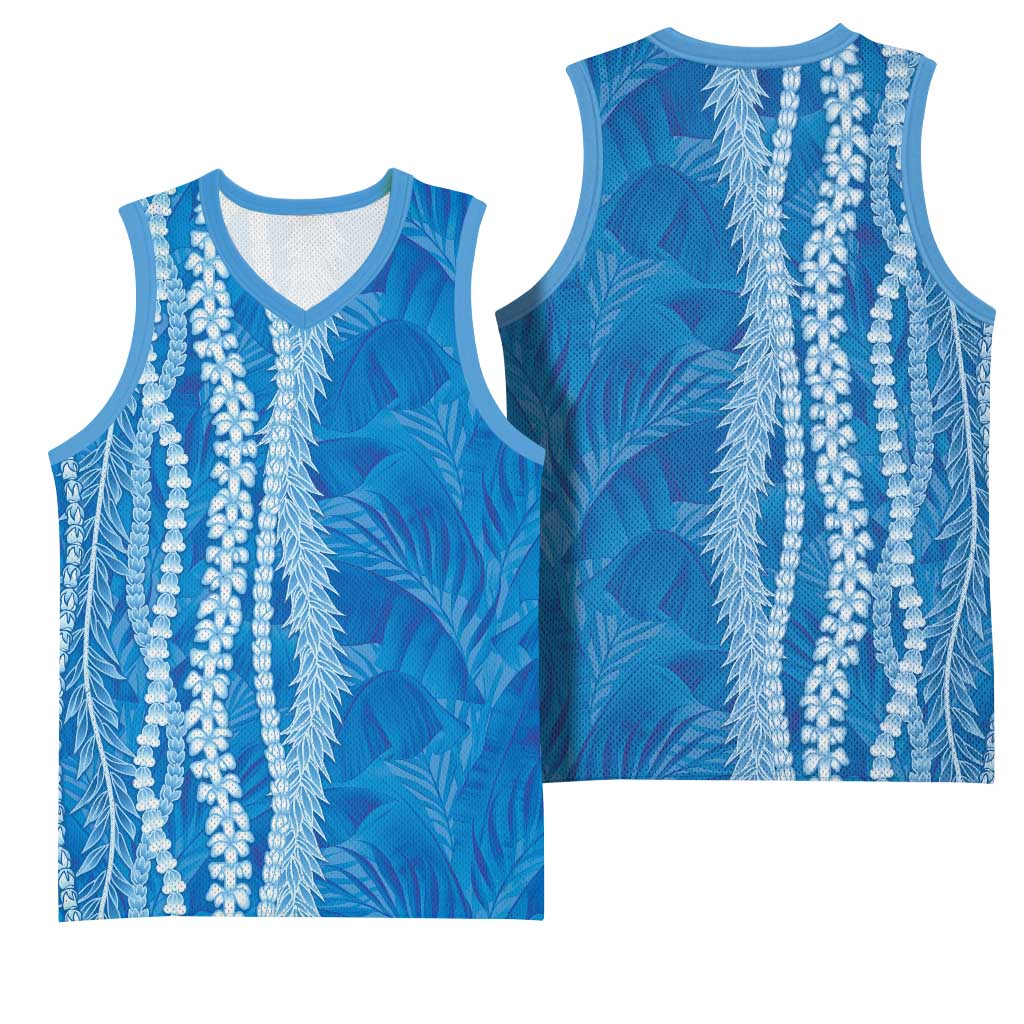 Hawaii Prince Kuhio Basketball Jersey Blue Hawaiian Lau Maia With Leis LT05 - Polynesian Pride