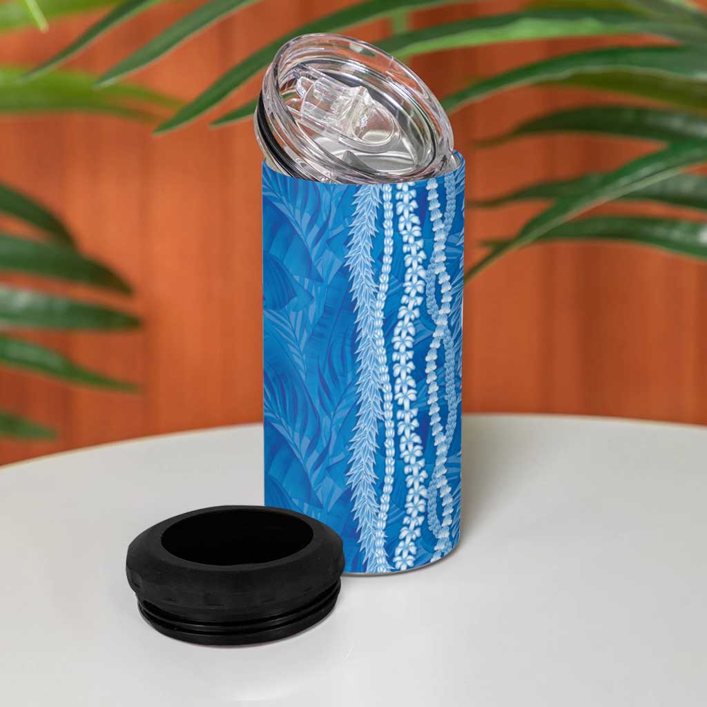 Hawaii Prince Kuhio 4 in 1 Can Cooler Tumbler Blue Hawaiian Lau Maia With Leis LT05 - Polynesian Pride