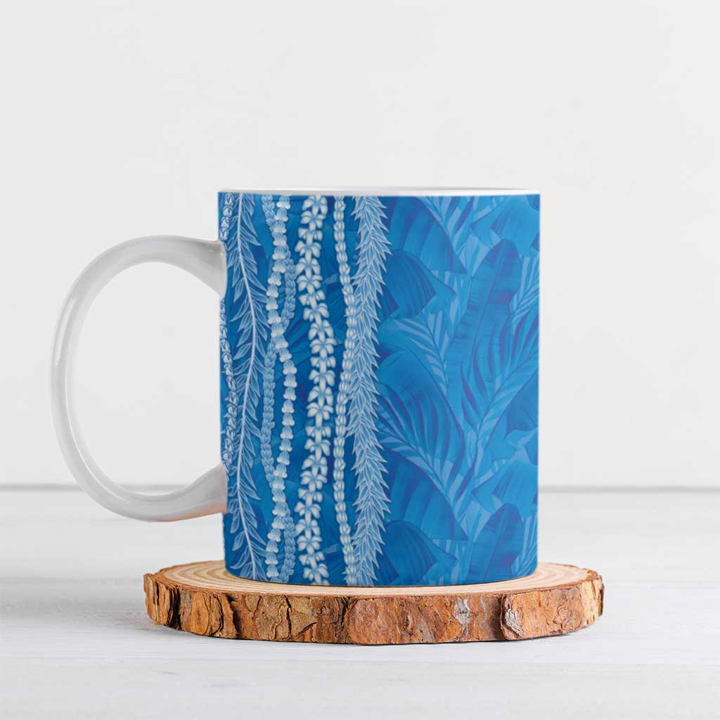 Hawaii Prince Kuhio Ceramic Mug Blue Hawaiian Lau Maia With Leis LT05 Blue - Polynesian Pride