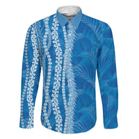 Hawaii Prince Kuhio Family Matching Off The Shoulder Long Sleeve Dress and Hawaiian Shirt Blue Hawaiian Lau Maia With Leis