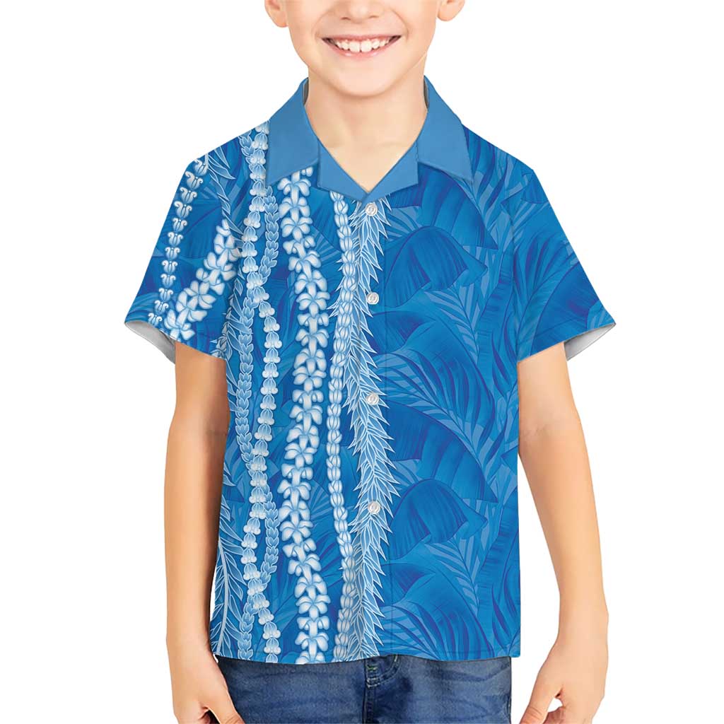 Hawaii Prince Kuhio Family Matching Off Shoulder Maxi Dress and Hawaiian Shirt Blue Hawaiian Lau Maia With Leis