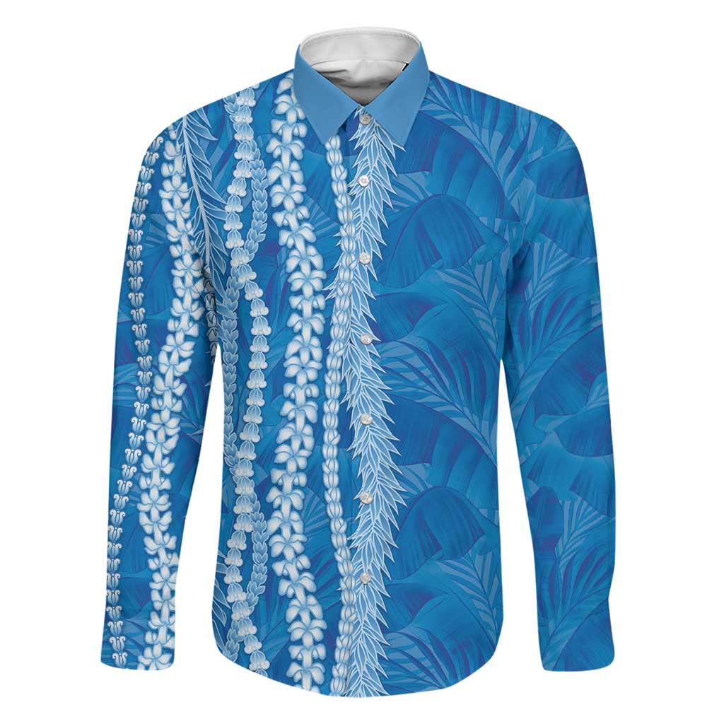 Hawaii Prince Kuhio Family Matching Short Sleeve Bodycon Dress and Hawaiian Shirt Blue Hawaiian Lau Maia With Leis
