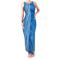 Hawaii Prince Kuhio Family Matching Tank Maxi Dress and Hawaiian Shirt Blue Hawaiian Lau Maia With Leis
