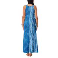Hawaii Prince Kuhio Family Matching Tank Maxi Dress and Hawaiian Shirt Blue Hawaiian Lau Maia With Leis