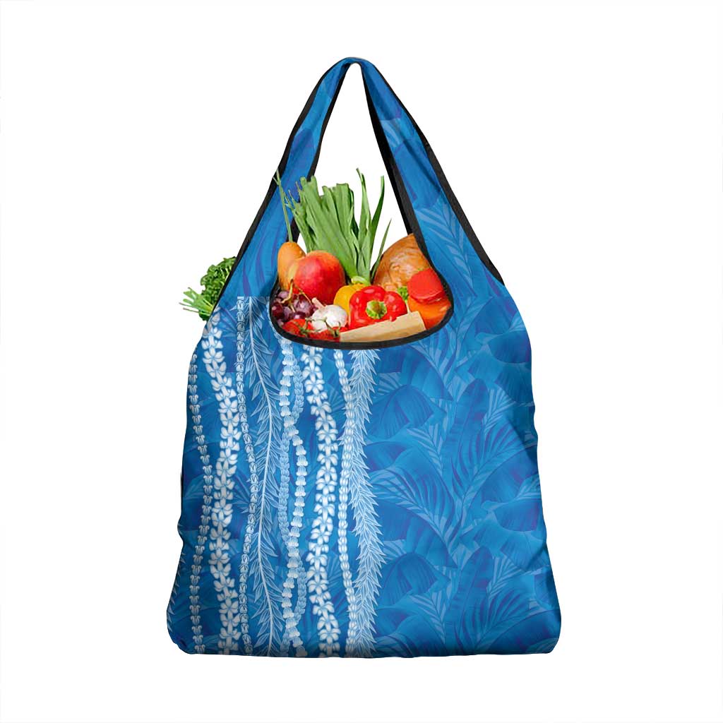 Hawaii Prince Kuhio Grocery Bag Blue Hawaiian Lau Maia With Leis LT05 1-pack One Size Blue - Polynesian Pride