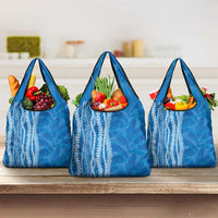 Hawaii Prince Kuhio Grocery Bag Blue Hawaiian Lau Maia With Leis LT05 3-pack One Size Blue - Polynesian Pride