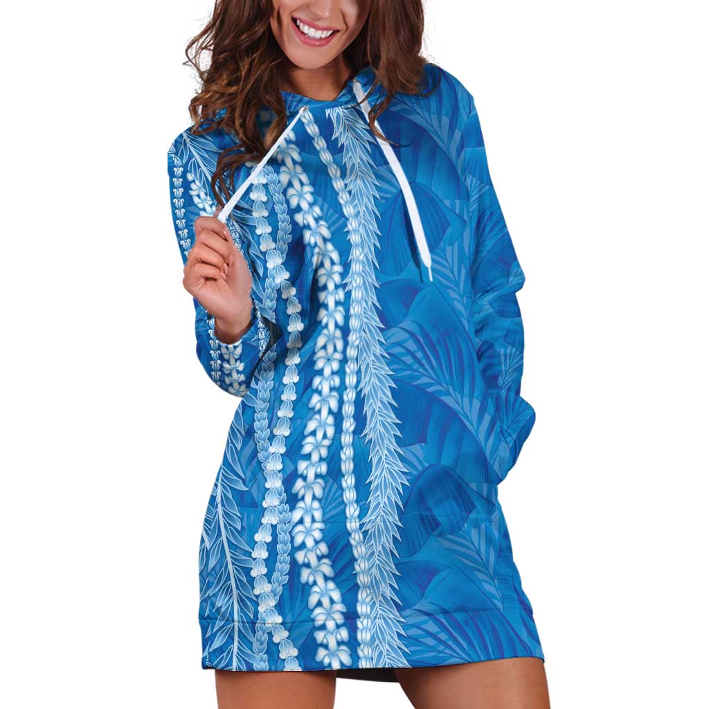 Hawaii Prince Kuhio Hoodie Dress Blue Hawaiian Lau Maia With Leis LT05 Blue - Polynesian Pride