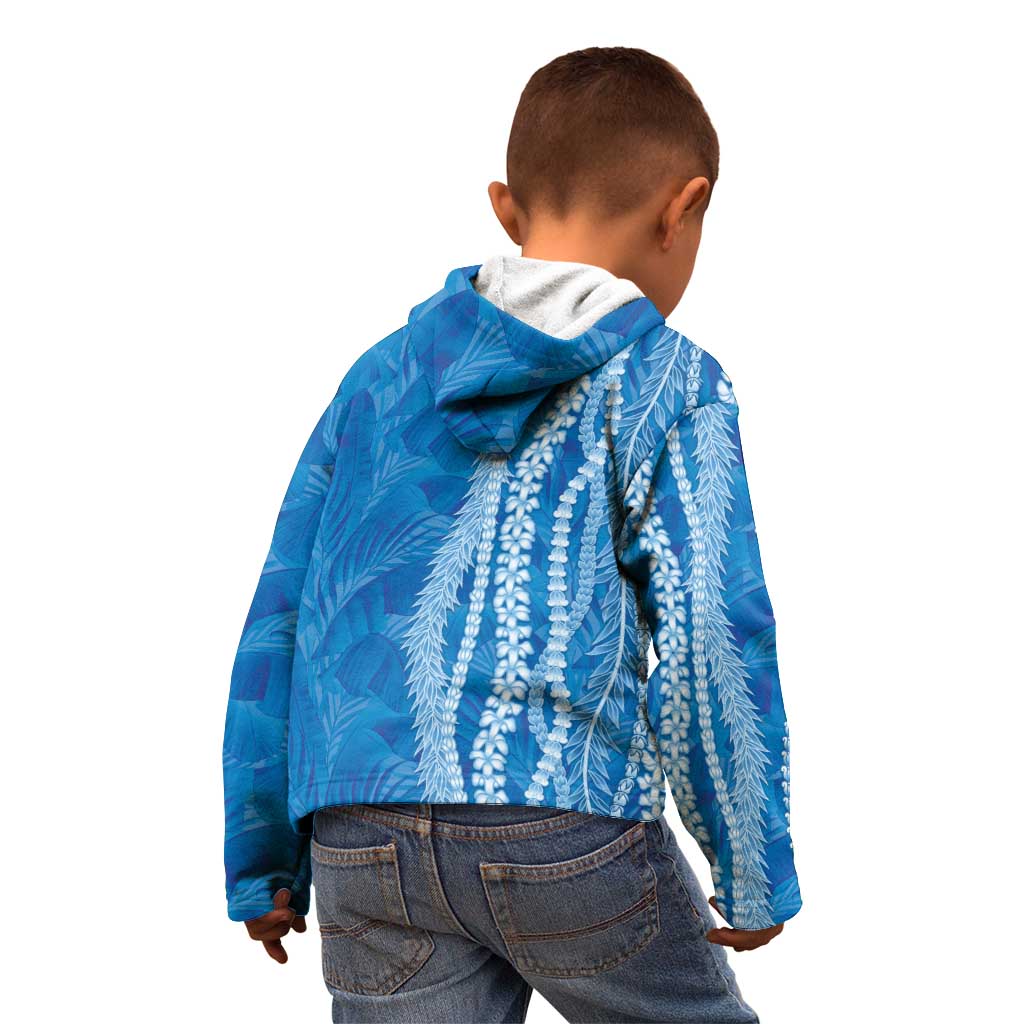 Hawaii Prince Kuhio Kid Hoodie Blue Hawaiian Lau Maia With Leis LT05 - Polynesian Pride