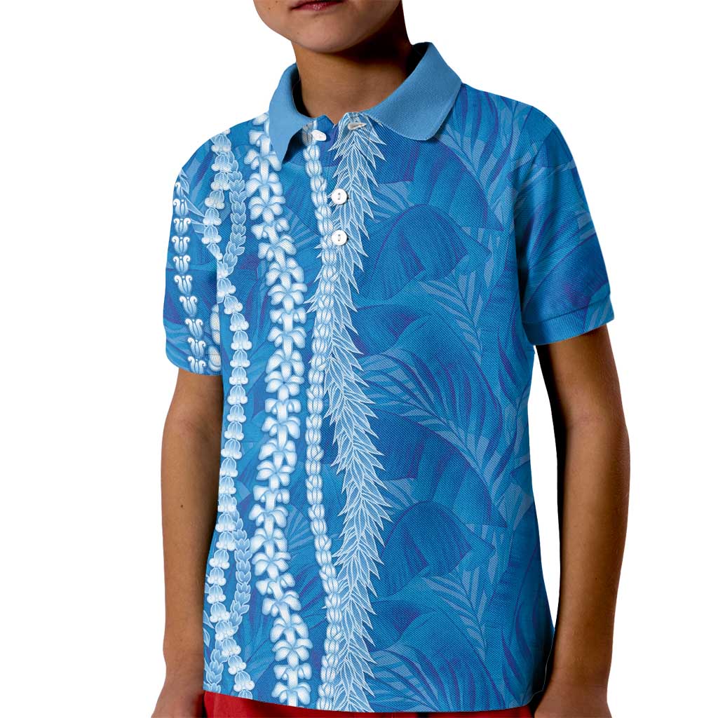 Hawaii Prince Kuhio Kid Polo Shirt Blue Hawaiian Lau Maia With Leis LT05 Kid Blue - Polynesian Pride