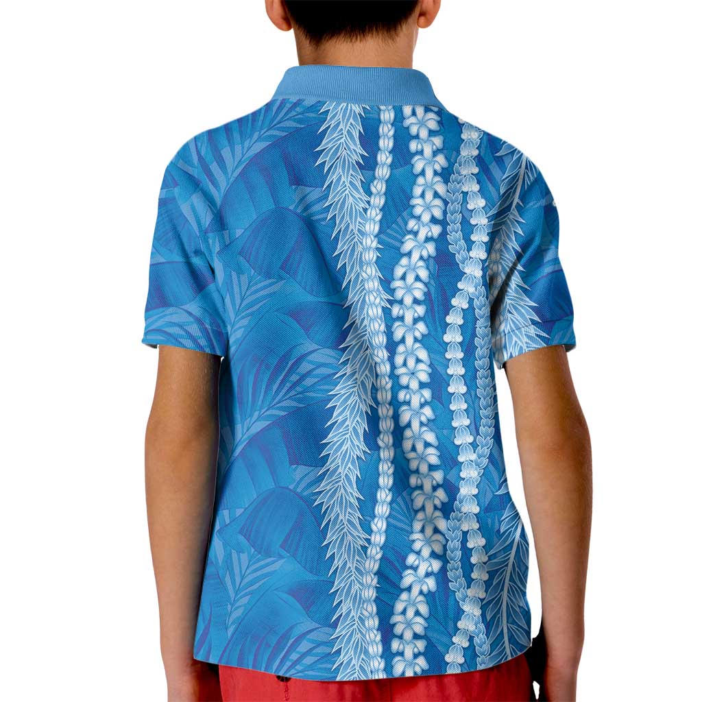Hawaii Prince Kuhio Kid Polo Shirt Blue Hawaiian Lau Maia With Leis LT05 - Polynesian Pride