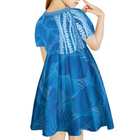 Hawaii Prince Kuhio Kid Short Sleeve Dress Blue Hawaiian Lau Maia With Leis LT05 - Polynesian Pride