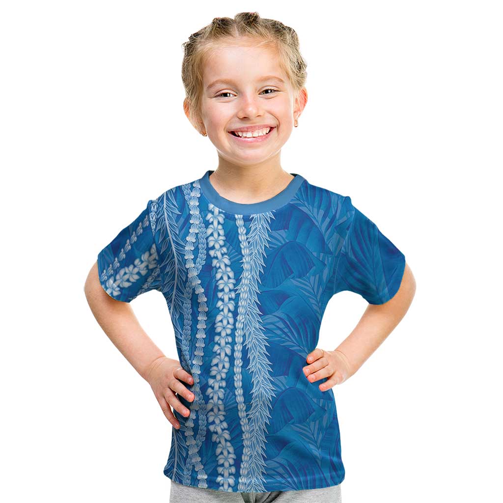 Hawaii Prince Kuhio Kid T Shirt Blue Hawaiian Lau Maia With Leis LT05 Blue - Polynesian Pride