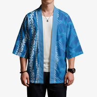 Hawaii Prince Kuhio Kimono Blue Hawaiian Lau Maia With Leis LT05 - Polynesian Pride