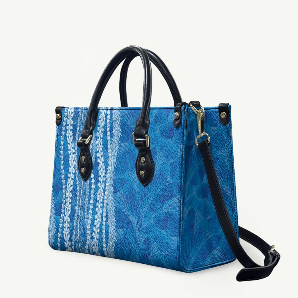 Hawaii Prince Kuhio Leather Bag Blue Hawaiian Lau Maia With Leis