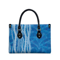 Hawaii Prince Kuhio Leather Bag Blue Hawaiian Lau Maia With Leis LT05 - Polynesian Pride
