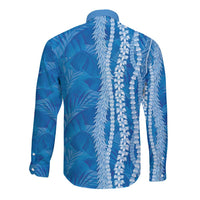 Hawaii Prince Kuhio Long Sleeve Button Shirt Blue Hawaiian Lau Maia With Leis LT05 - Polynesian Pride