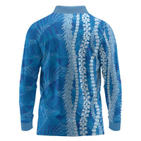 Hawaii Prince Kuhio Long Sleeve Polo Shirt Blue Hawaiian Lau Maia With Leis LT05 - Polynesian Pride