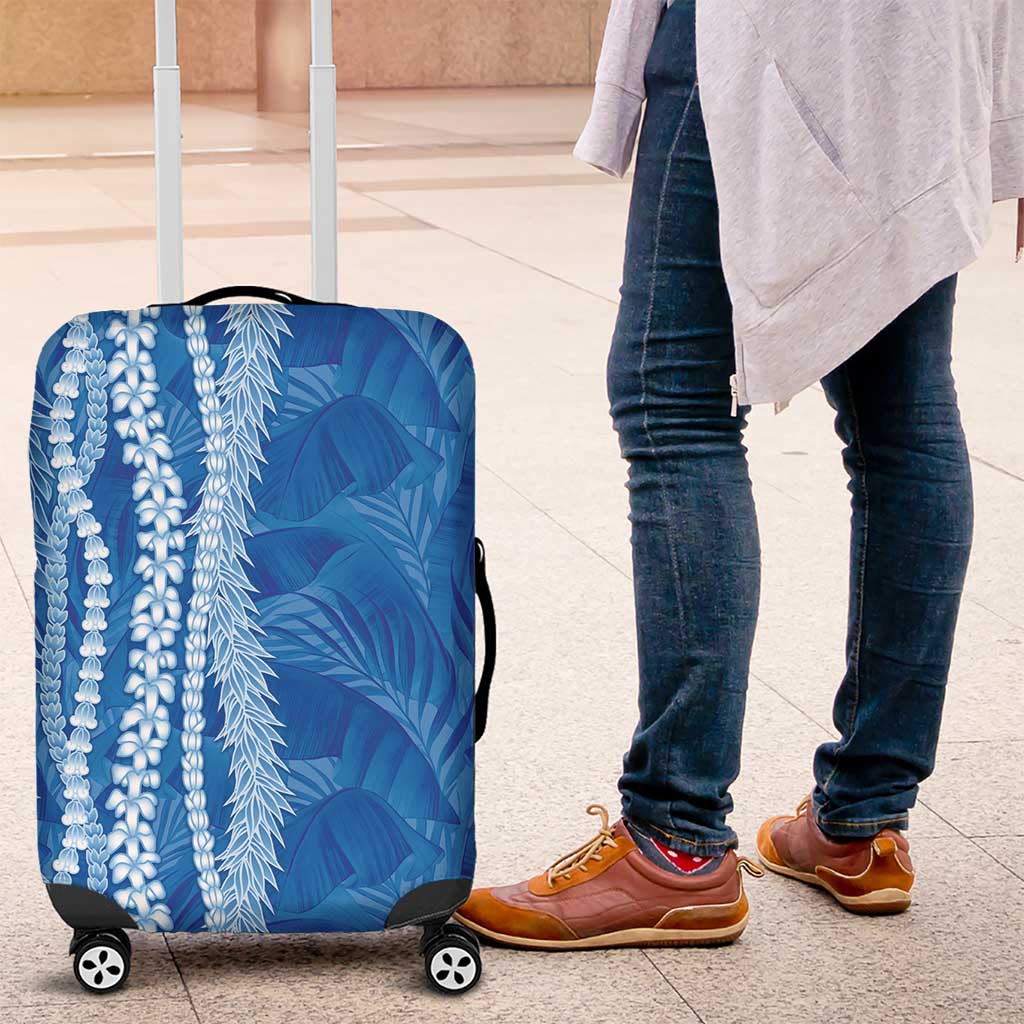 Hawaii Prince Kuhio Luggage Cover Blue Hawaiian Lau Maia With Leis LT05 Blue - Polynesian Pride
