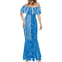 Hawaii Prince Kuhio Mermaid Dress Blue Hawaiian Lau Maia With Leis LT05 - Polynesian Pride