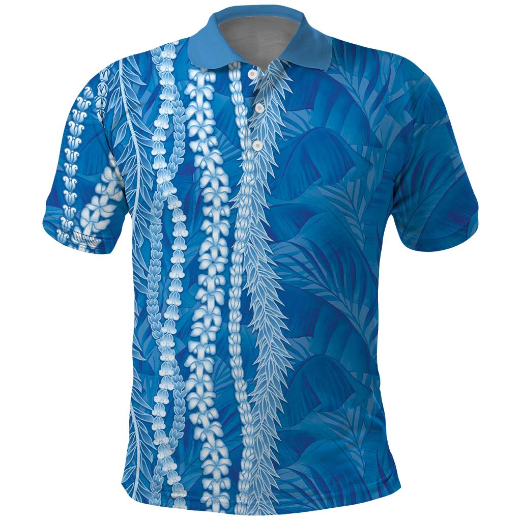 Hawaii Prince Kuhio Polo Shirt Blue Hawaiian Lau Maia With Leis LT05 Blue - Polynesian Pride