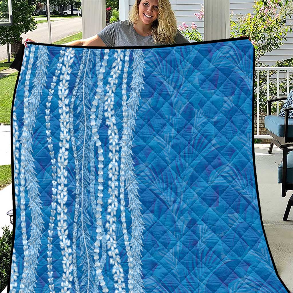 Hawaii Prince Kuhio Quilt Blue Hawaiian Lau Maia With Leis LT05 Blue - Polynesian Pride