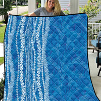 Hawaii Prince Kuhio Quilt Blue Hawaiian Lau Maia With Leis LT05 Blue - Polynesian Pride