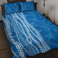 Hawaii Prince Kuhio Quilt Bed Set Blue Hawaiian Lau Maia With Leis LT05 Blue - Polynesian Pride