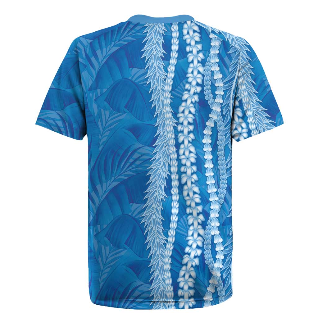 Hawaii Prince Kuhio Rugby Jersey Blue Hawaiian Lau Maia With Leis LT05 - Polynesian Pride