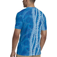 Hawaii Prince Kuhio Rugby Jersey Blue Hawaiian Lau Maia With Leis LT05 - Polynesian Pride