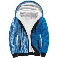Hawaii Prince Kuhio Sherpa Hoodie Blue Hawaiian Lau Maia With Leis LT05 Unisex Blue - Polynesian Pride