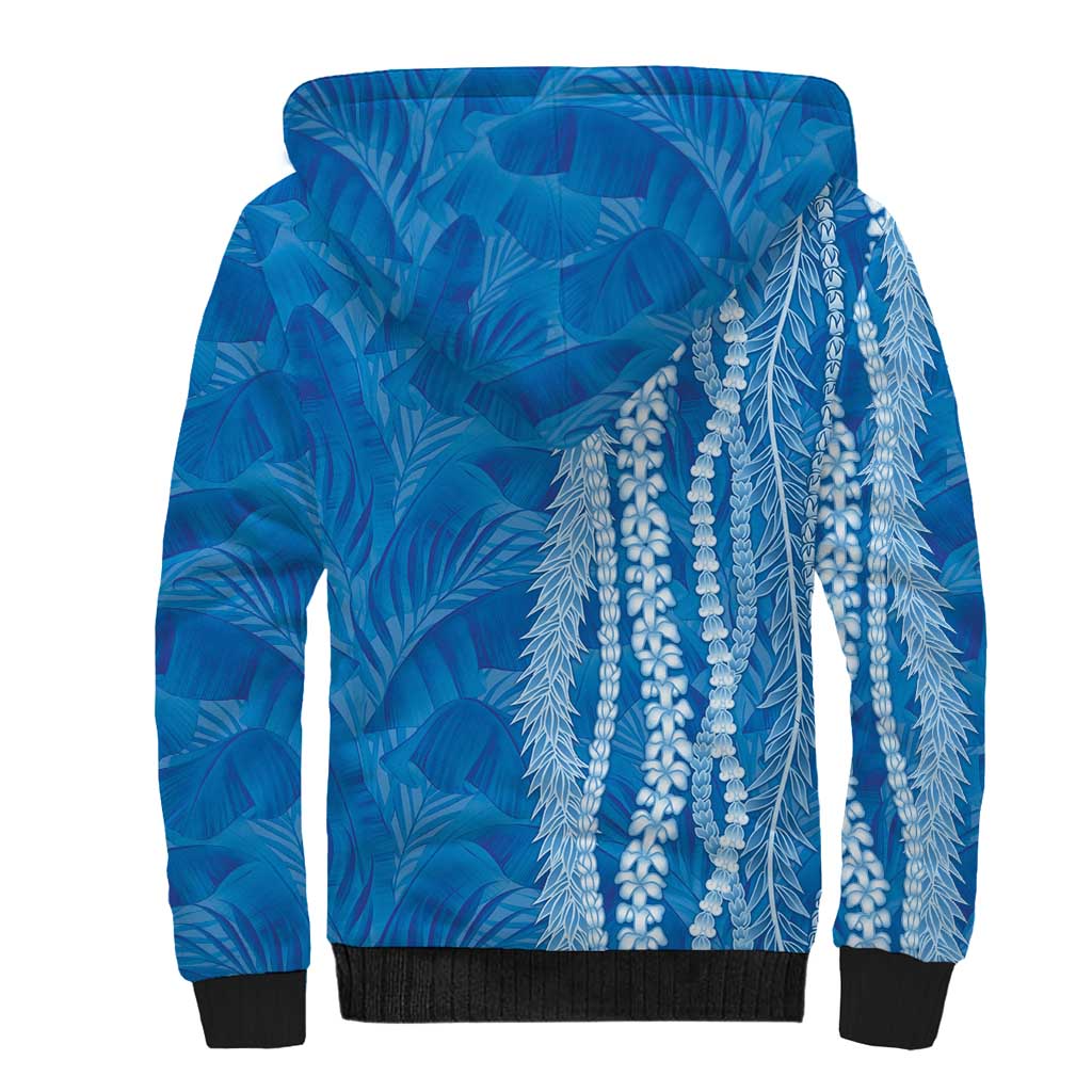 Hawaii Prince Kuhio Sherpa Hoodie Blue Hawaiian Lau Maia With Leis LT05 - Polynesian Pride