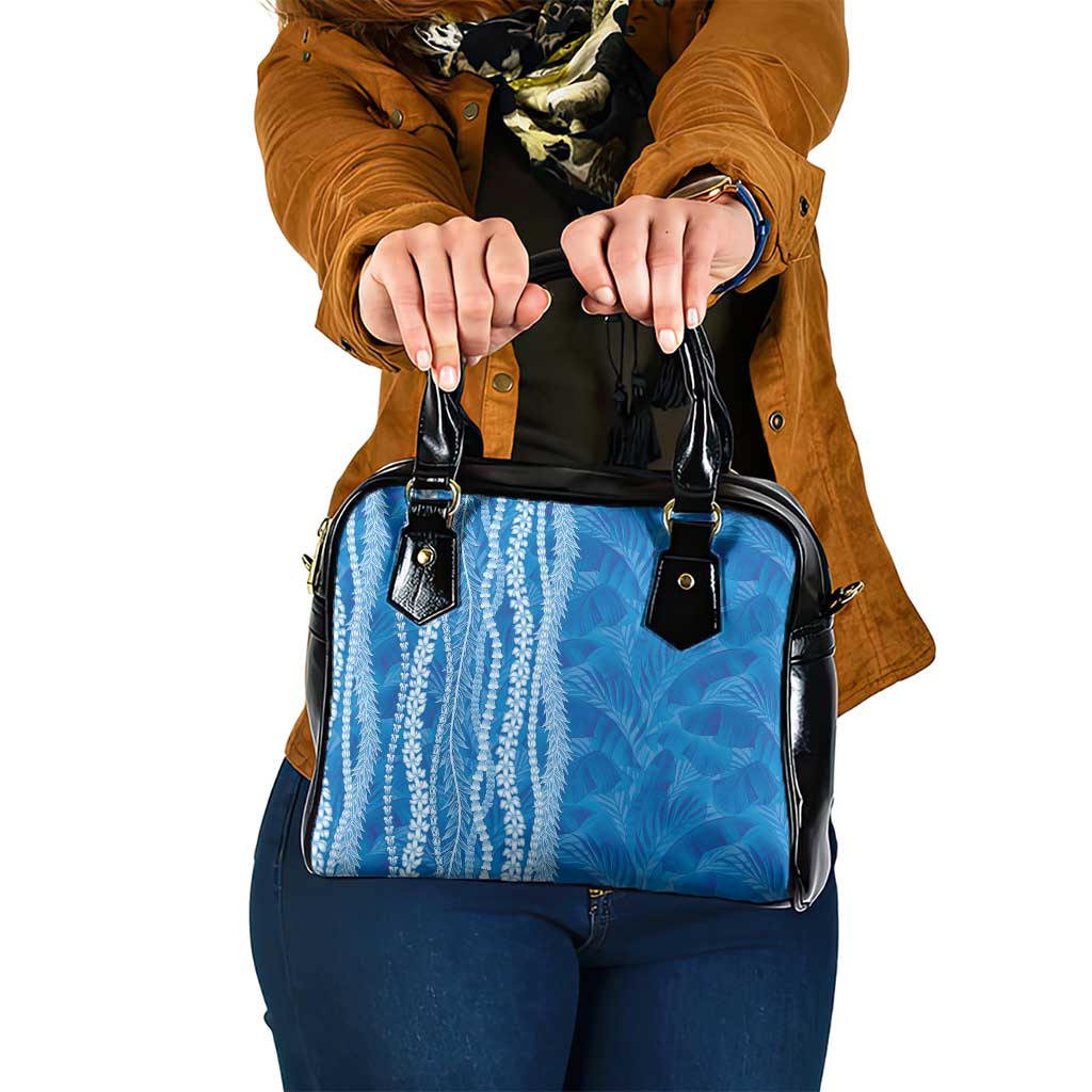 Hawaii Prince Kuhio Shoulder Handbag Blue Hawaiian Lau Maia With Leis LT05 One Size Blue - Polynesian Pride
