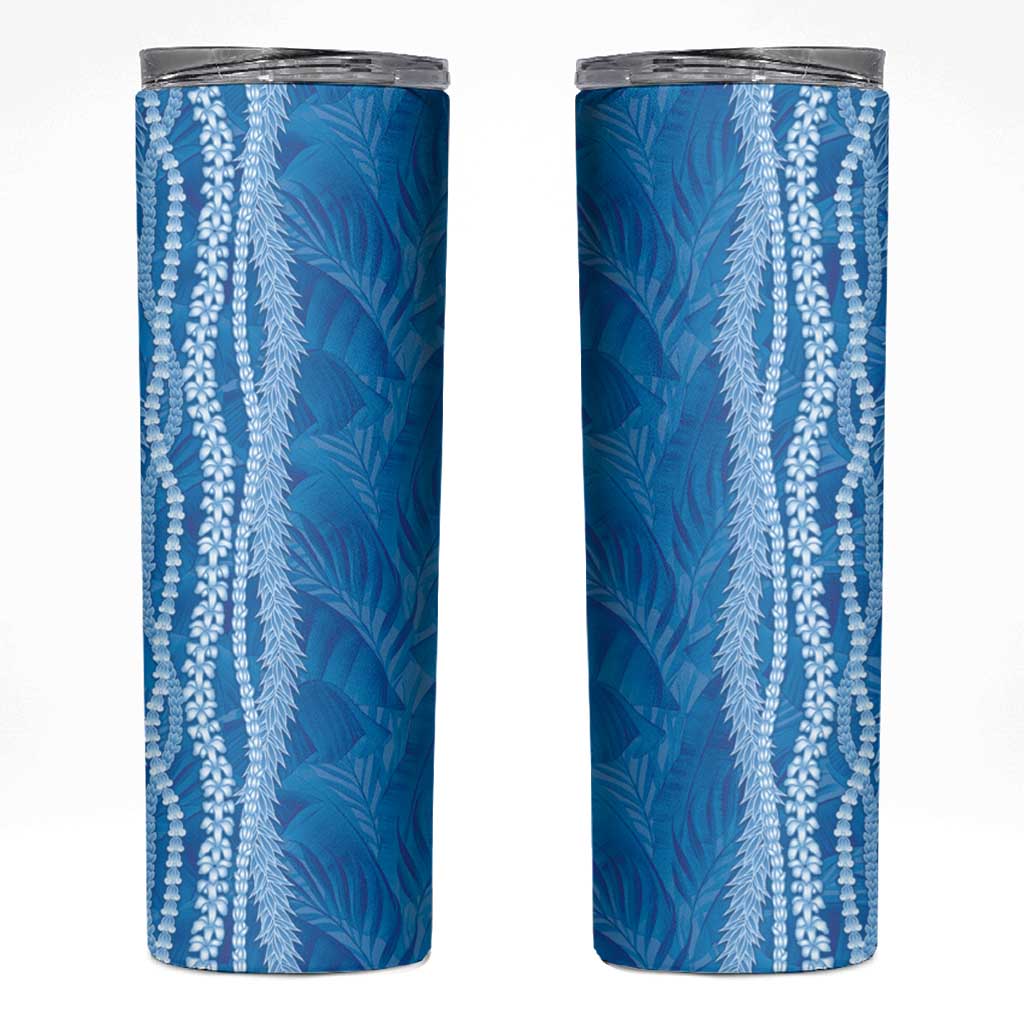 Hawaii Prince Kuhio Skinny Tumbler Blue Hawaiian Lau Maia With Leis LT05 Blue - Polynesian Pride