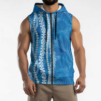 Hawaii Prince Kuhio Sleeveless Zip Hoodie Blue Hawaiian Lau Maia With Leis
