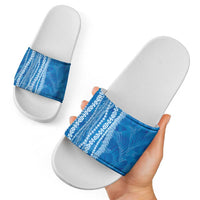 Hawaii Prince Kuhio Slide Sandals Blue Hawaiian Lau Maia With Leis LT05 - Polynesian Pride